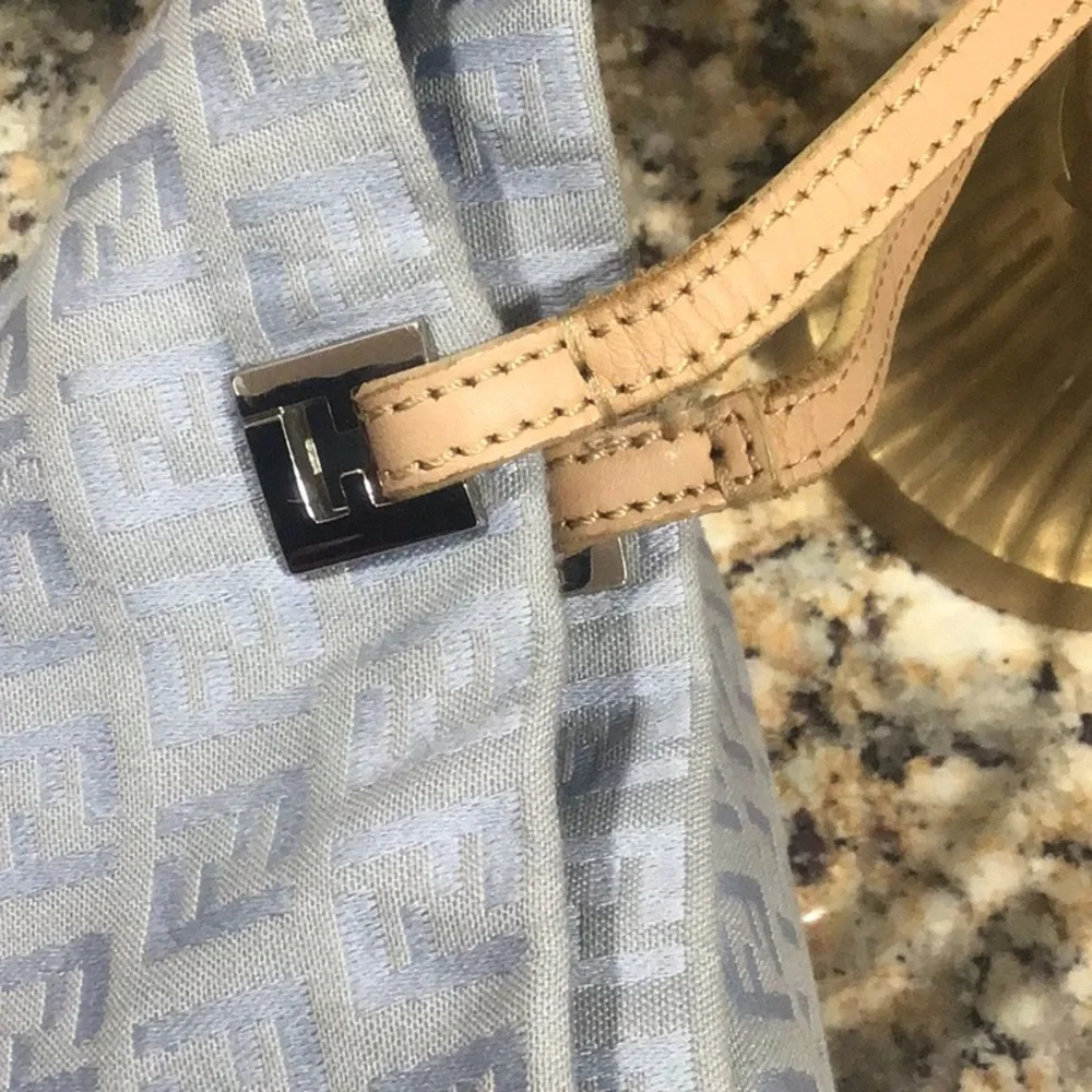 Fendi Handbag Tote Light Blue Oyster Cloth Canvas $1200 - Picture 6 of 11